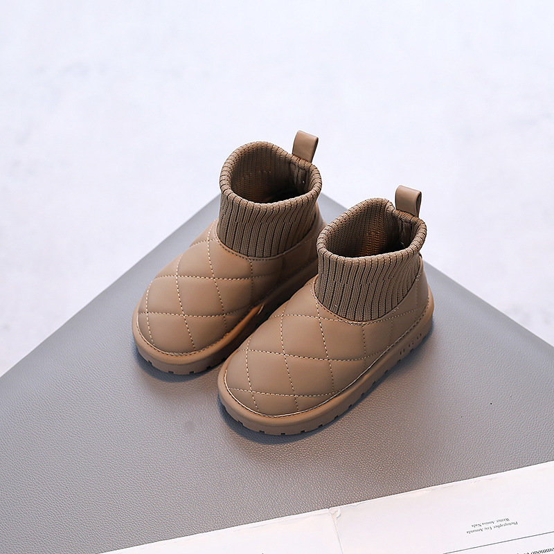 Tongku lapin imperméable neige B chaussures en coton pour enfants 2023 hiver nouvelles filles coton B peluche deux chaussettes en coton_voghion.com