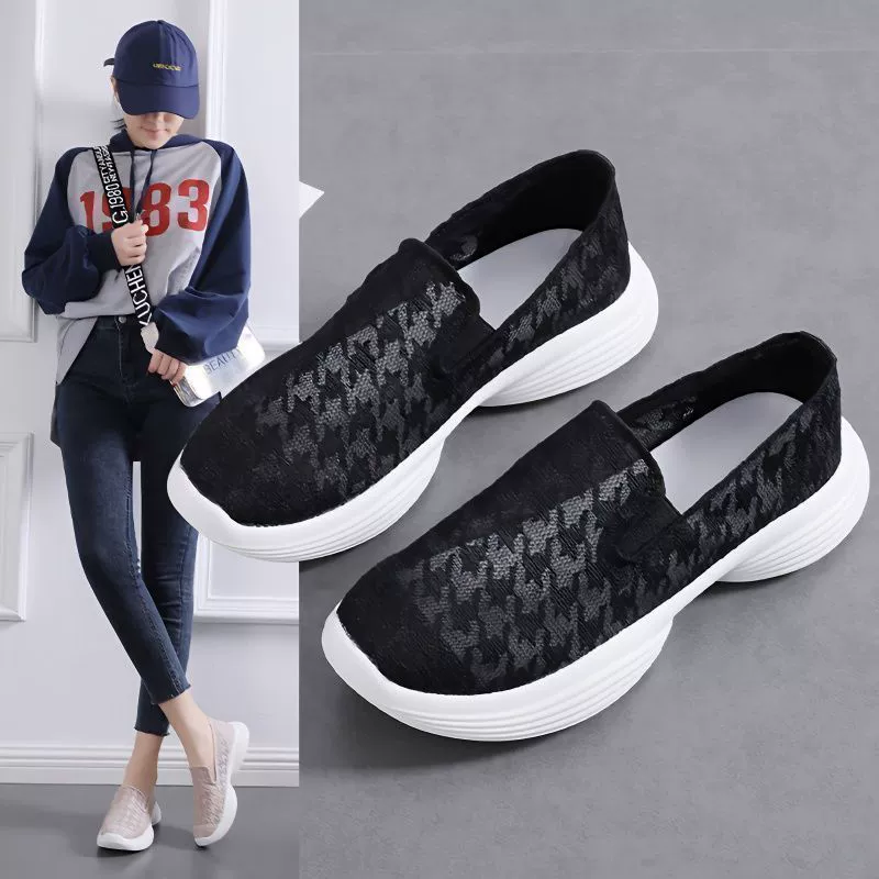 Летняя новая сетчатая обувь, женская повседневная обувь без шнуровки, дышащая Повседневная модная Однослойная обувь для ходьбы, обувь