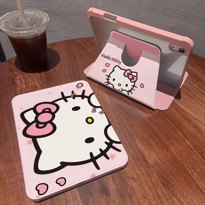 Pink Kt Cat 360-Degree Rotating iPad 11/10Th Generation Apple Pro 11inch Tablet Protective Case iPad Air 8/7