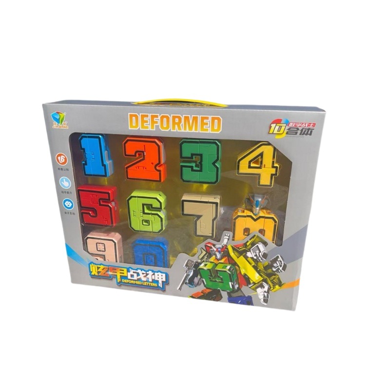Dios de la guerra de armadura infantil puzzle deformación digital gran cuerpo 0 - 9 robot de ensamblaje cien cambios caja de regalo de juguetes para niños