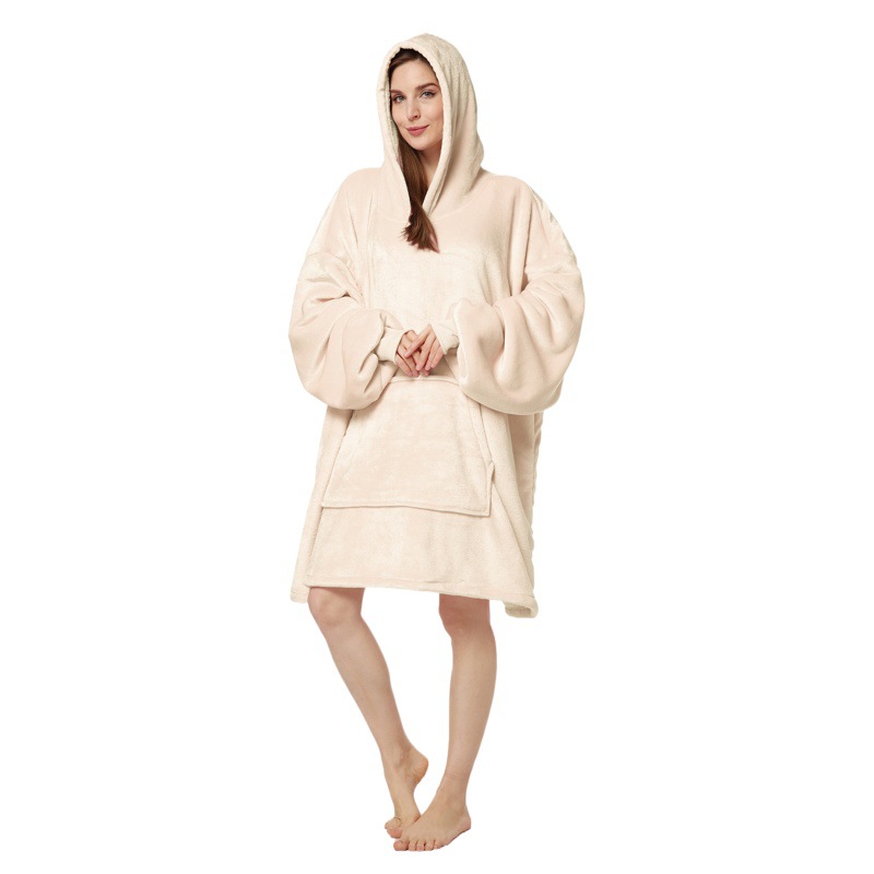 Ropa perezosa transfronteriza color sólido más tamaño suéter pareja engrosada ropa de invierno cálido ropa de abrigo con capucha pijamas ropa de casa