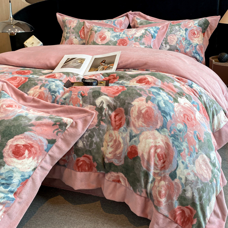 Conjunto de roupa de cama veludo vintage francês boho capa_voghion.com