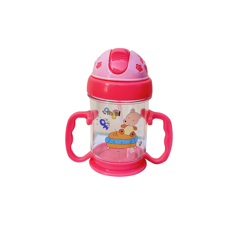 Taza de leche para niños Bouncing niños taza de bebé taza de agua portátil lindo dibujo animado bebé paja de leche