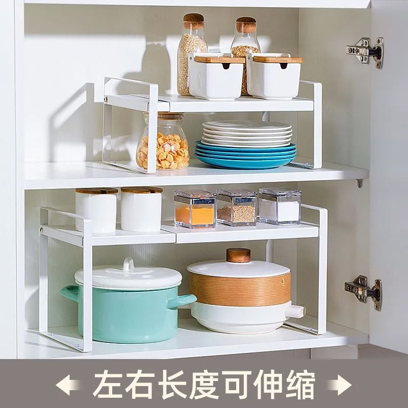 Retráctil cocina estante encimera gabinete partición capas estante gabinete condimento almacenamiento olla estante escritorio pequeño estante