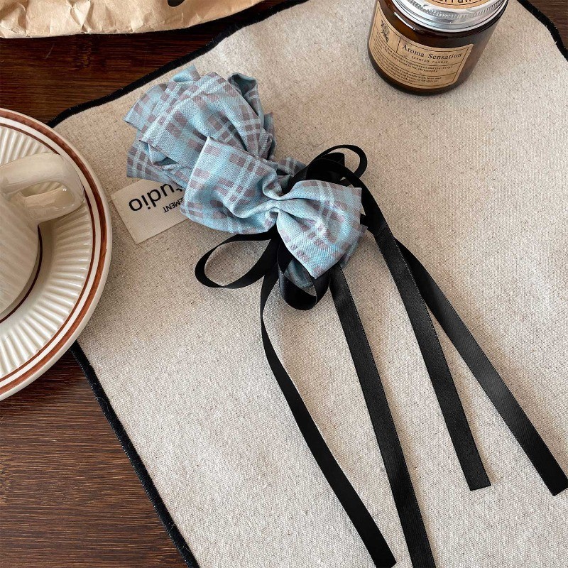 1#Blue plaid - about 11cm, ribbon about 18cm