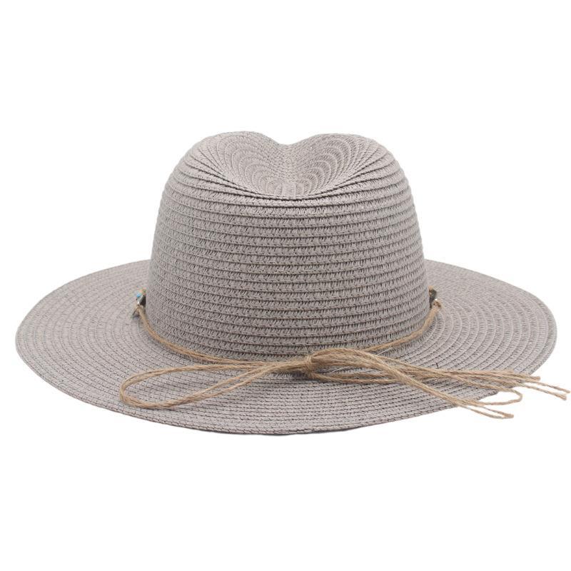 Unisex Gender Beaded Design Unisex Ethnic Style Colorful Beaded Big Eaves Straw Hat