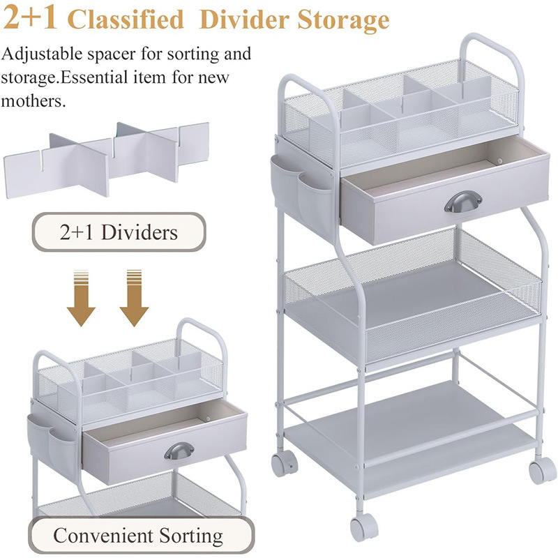 跨境现货婴儿尿布推车收纳架置物架三层床边托儿所必备推车储物架