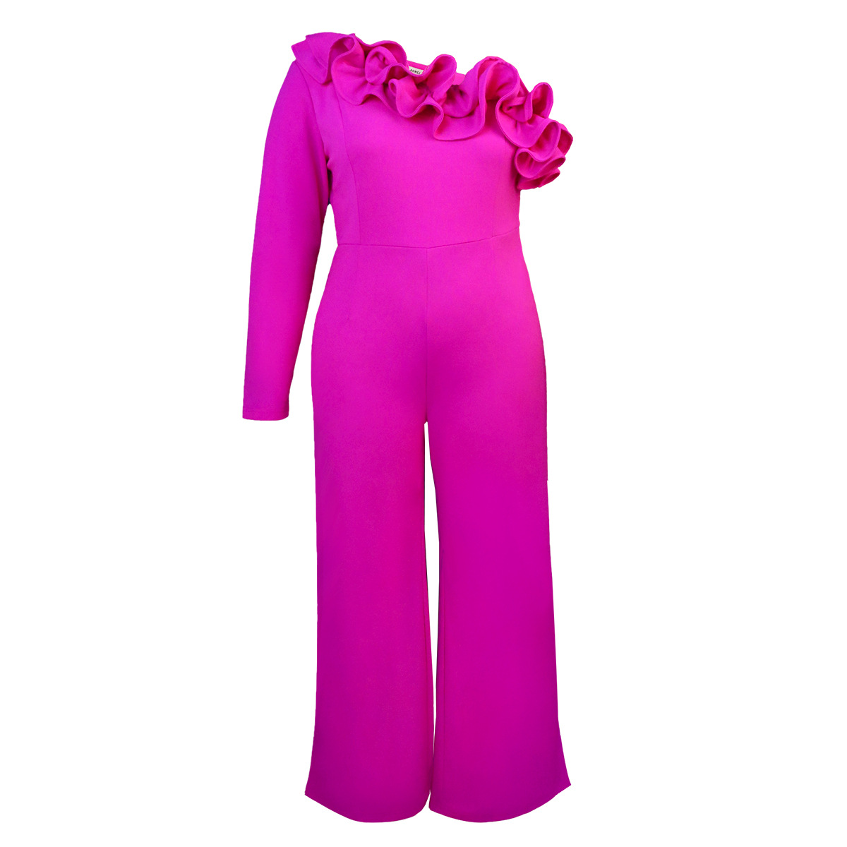 AM221136 de un solo hombro oblicuo cuello de madera oído Mono estilo de cercanías cintura alta casual medias Mono