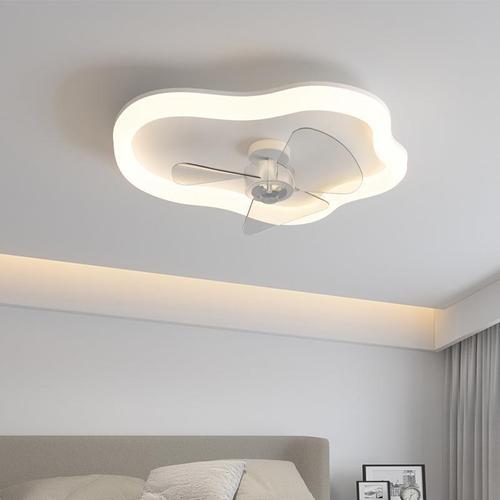 French Cream Trendy Drum Chandelier for Living Room, Modern Smart Bedroom Ceiling Lamp with Creative Fan Lamp for Restaurant