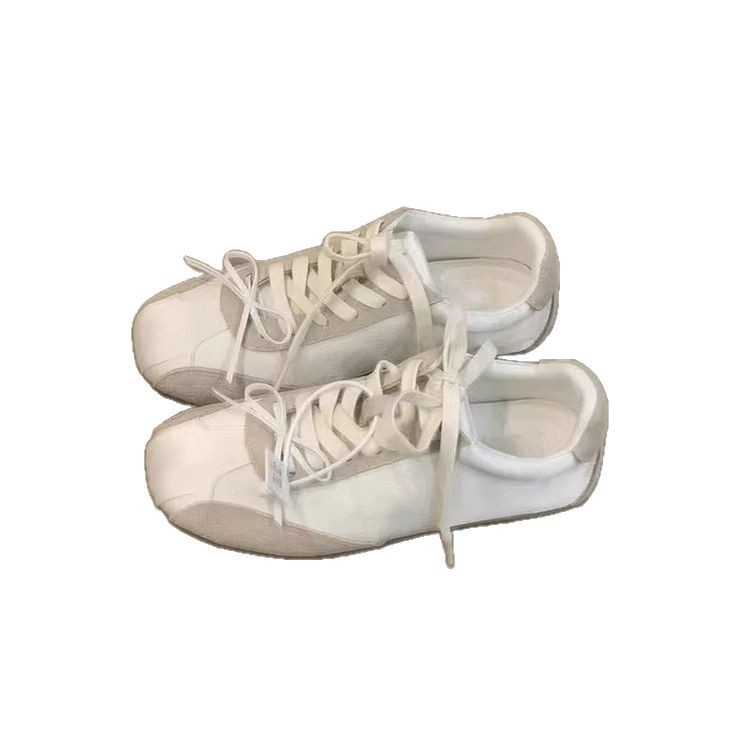 Versión de piel de vaca ~ Ballet bowknot retro todo-fósforo color de contraste alemán zapatos de entrenamiento mujer suela suave estilo deportivo cómodo zapatos casuales