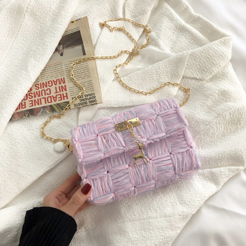 Women's bag new versatile diy snow yarn woven bag handmade material bag fashion chain shoulder crossbody bag