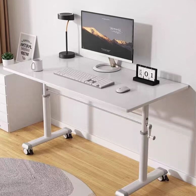 Computer desk, movable height-adjustable desk with wheels, movable height-adjustable study desk, simple office desk, live streaming table Computer desk, movable height-adjustable desk with wheels, movable height-adjustable study desk, simple office desk, live streaming table