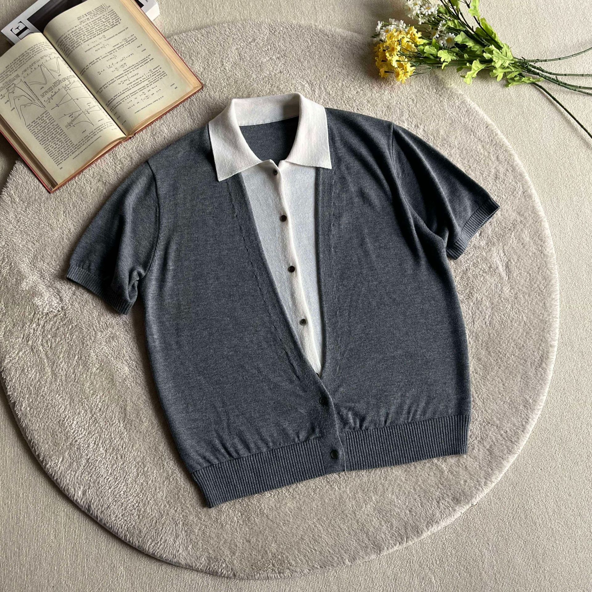 Camisas de polo de manga corta de estilo antiguo, camisetas de punto masculinas falsas de dos piezas, camisetas de hielo, camisetas de verano, fábrica transfronteriza al por mayor