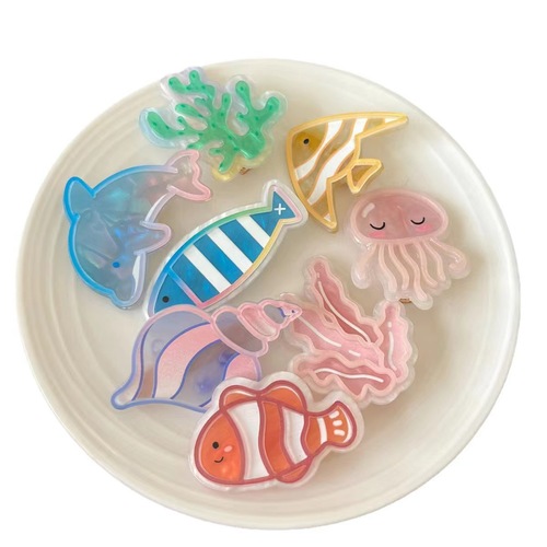 Ocean Series Dolphin Cute Student Girl Acrylic Hairpin Bangs Side Clip Headband Card Children's Accessories