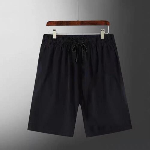 Men's Summer Casual Shorts: Thin Sports Mid-Length Pants, Loose Fit, Black Ice Silk Cropped Shorts for Plus-Size Men