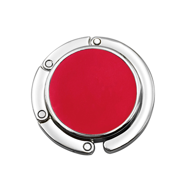 Venta caliente color sólido PU patrón imprimible de cuero Ronda plegable bolsa portátil gancho mesa lateral damas escritorio bolsa gancho