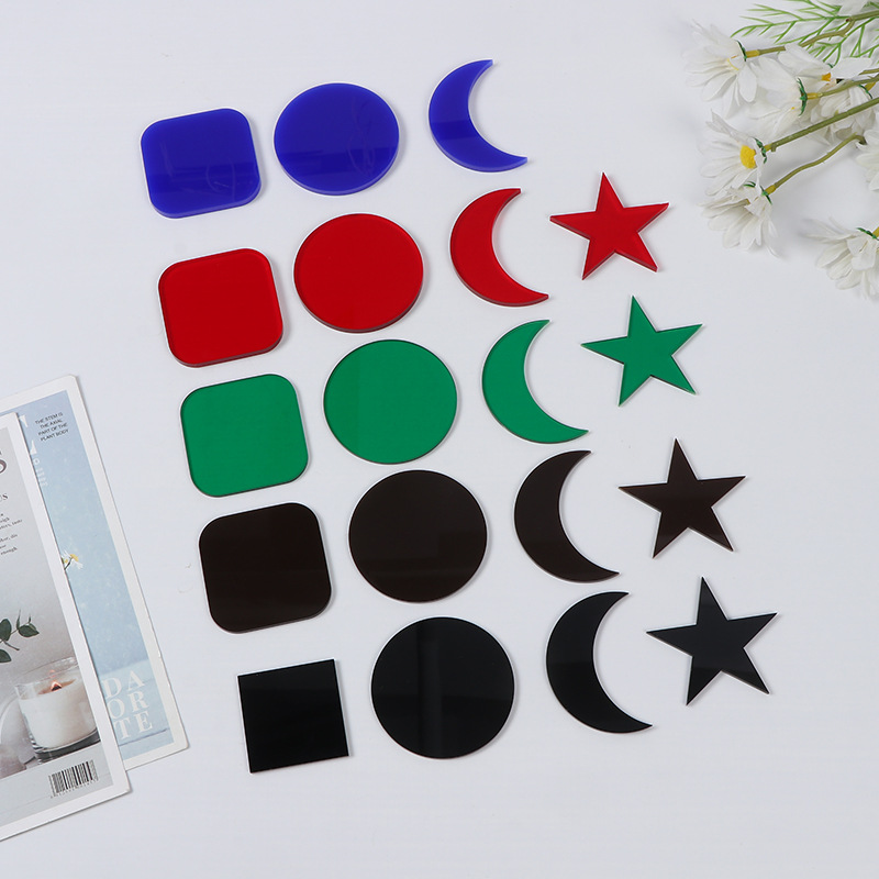 星星月亮图案有机玻璃板彩色透明亚克力板几何形状亚克力片批发