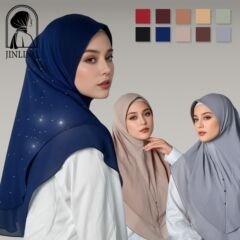 外国貿易の新しい真珠のシフォンのアイロン掛けのスカーフの日常の純色のスカーフの帽子の女性の頭のカバーの頭の便利な帽子のスカーフ