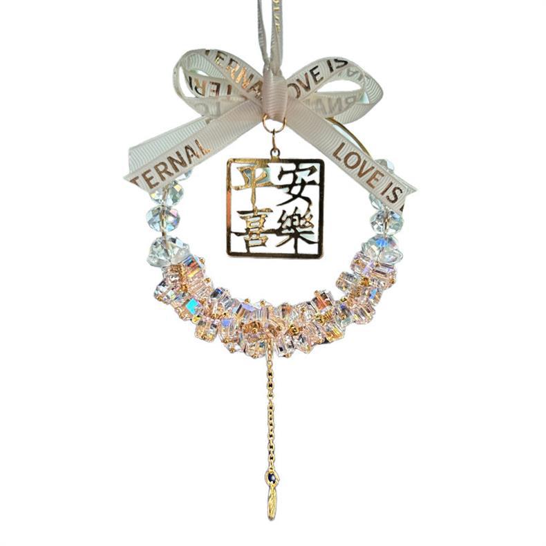 Peace and Joy Car Pendant New Model Car Rearview Mirror Crystal Interior Decoration High-End Ornament Gift for Girls