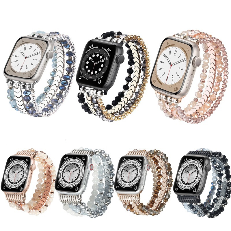 Suitable for Apple Watch Apple Watch87654Se Women's High-End Beaded Strap Jewelry Crystal Wrist