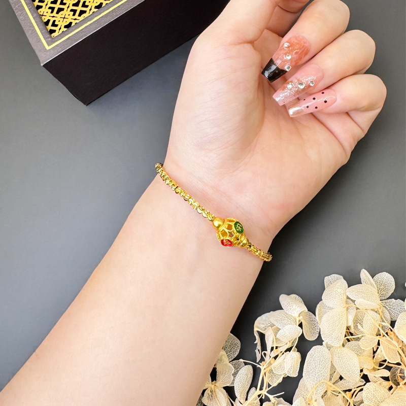 Nuevos productos de Vietnam Sha Jin pulsera de lujo ligera Ping An feliz goteo de aceite pulsera mariposa de alta calidad joyería Yiwu