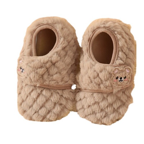 Winter Fleece Thick Velcro Baby Floor Socks Anti-Slip Soft Sole Children's Indoor Home Infant Learning Step Shoes Socks