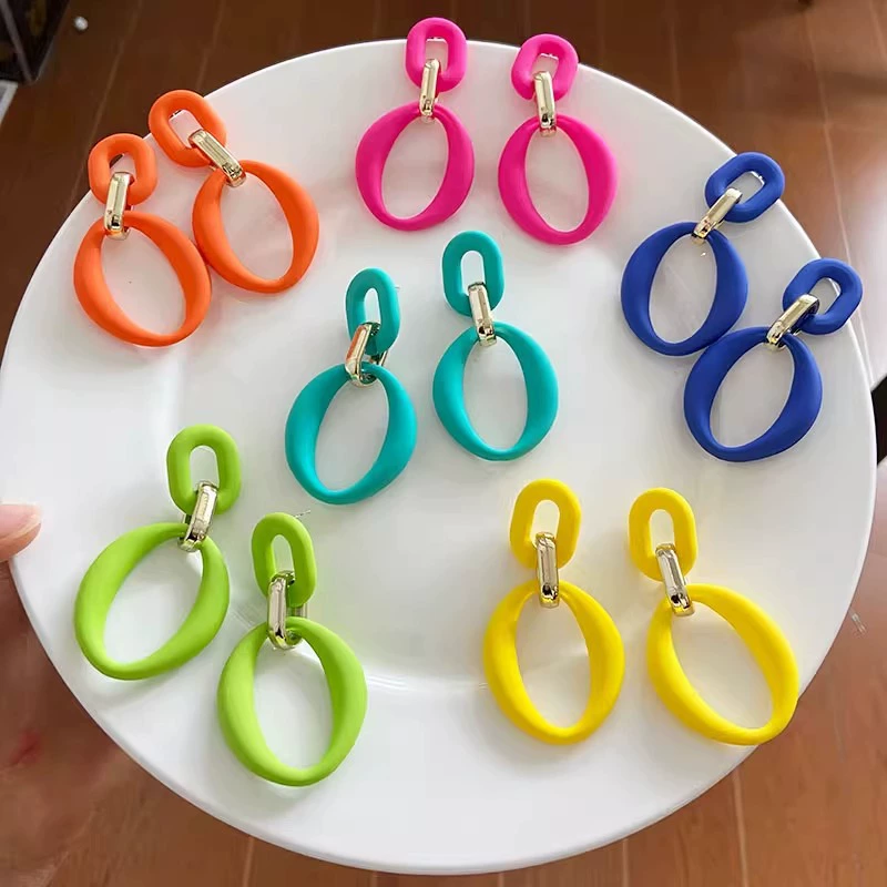 Трендовые акриловые серьги TikTok, черные лакированные круглые ромбовидные серьги, женские украшения