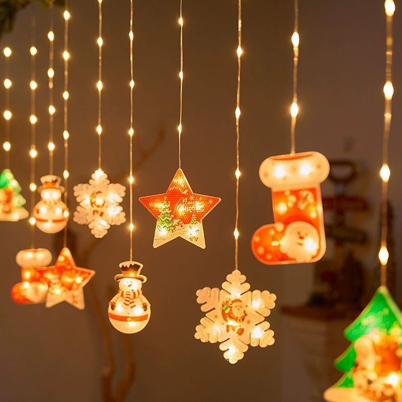 LED-тайм Curtain lights, 3×0.8 м, батарейка или сеть, тёплый белый или мультицветной, декоративные подвески