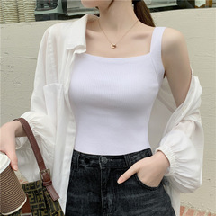 Short and petite knitted camisole vest for women, summer 2024, suitable for pairing with small suits as an inner layer, elastic sleeveless base shirt