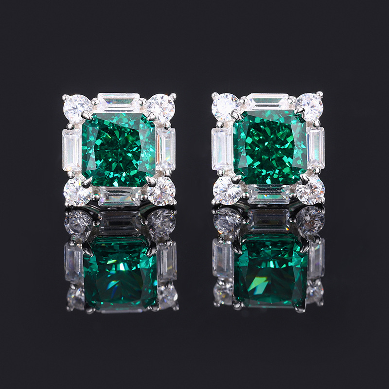 S925 Silver High Carbon Emerald Diamond Princess Square Diamond Set 13 O1CN01CEkUWm1L13B1HLBq2 !!2206924521238 0 cib
