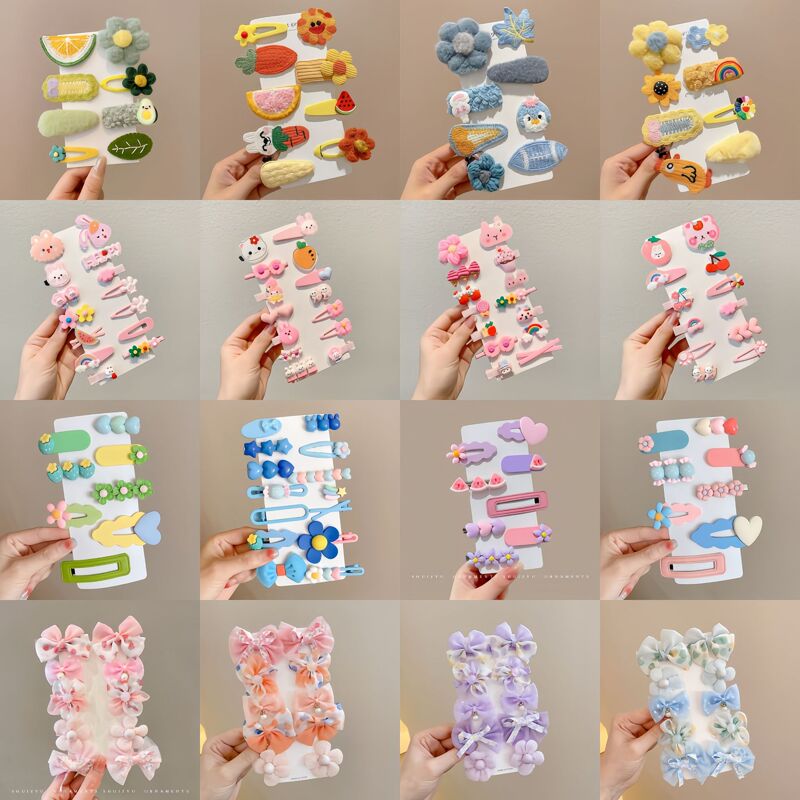 Children's Versatile Cartoon Hair Clips Sweet and Cute Baby Bangs Clips High-Value Colorful Little Girl Side Clip Set