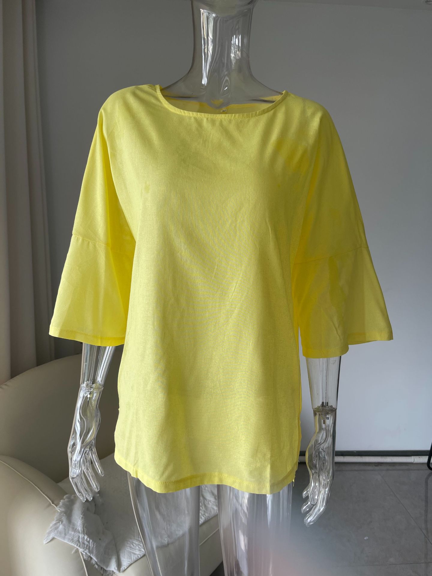 2026 Shein Independent Site European And American Cross-border Casual Slit Cotton-linen Top New Hot-selling Item_ecoleips.com