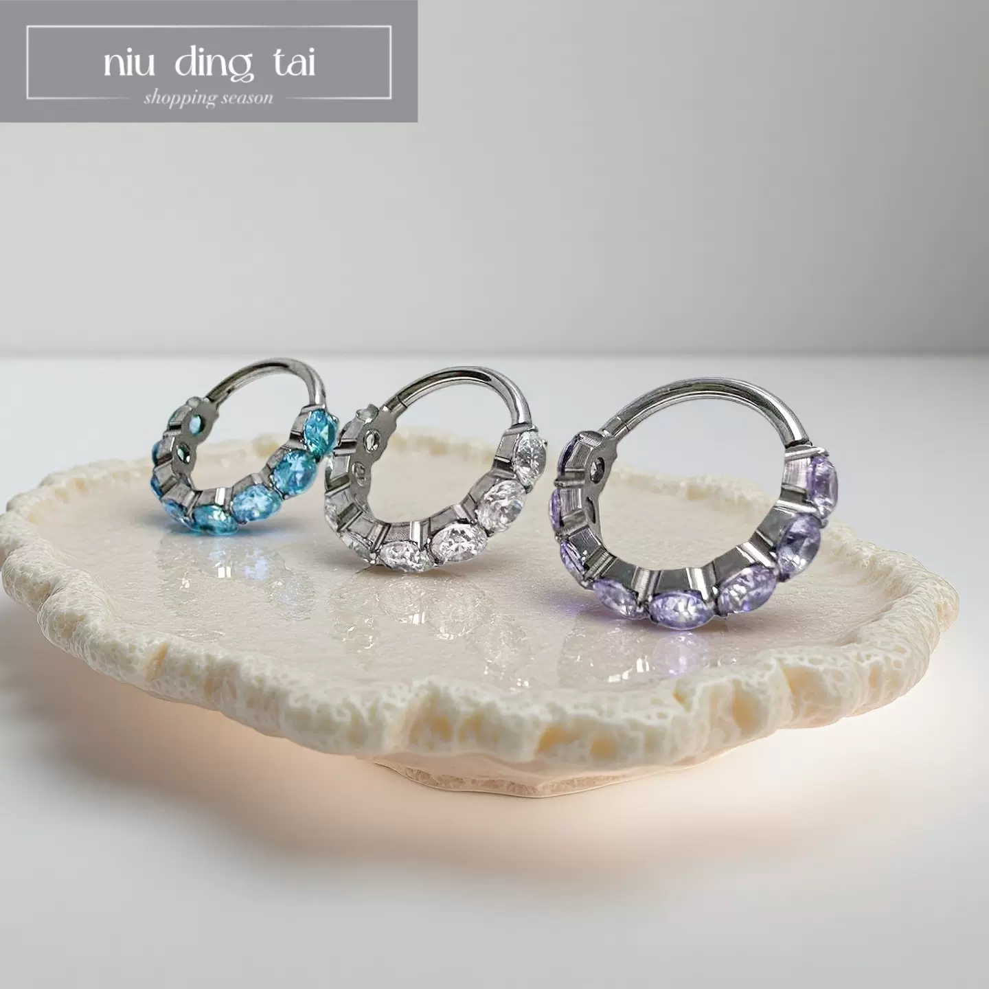 跨境新款F136钛合金闭口环鼻环镶嵌锆石唇环鼻中隔环穿刺饰品批发