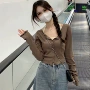 长袖独特新款挂脖上衣