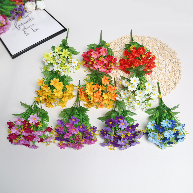 28 Jumping Orchid Chrysanthemum Daisy Artificial Flower Balcony Decorative Flower Pastoral Style Outdoor Garden Artificial Flower Manufacturer Wholesale