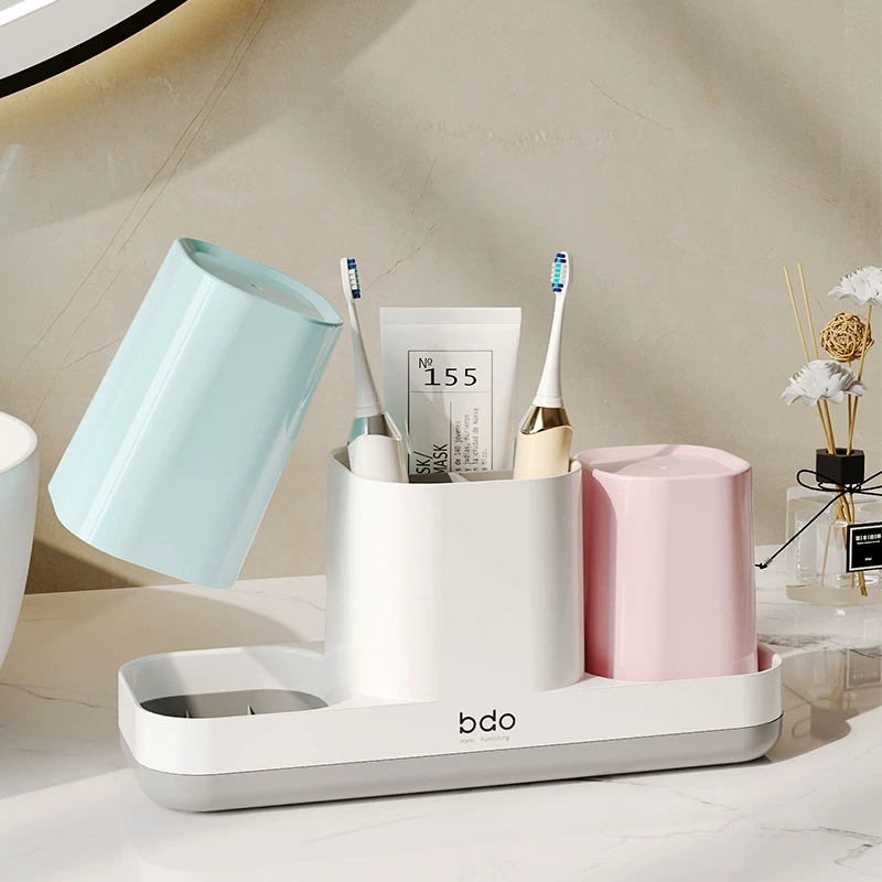 Система хранения для стоматологической продукции BDO Home — набор зубная щетка, ополаскиватель и зубная паста; 24x8.5x11 см, 0.349 кг; Европейский Белый / Прозрачный / Цветной набор