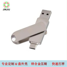 工厂批发外壳Type-C旋转金属U盘手机电脑U盘二合一优盘外壳