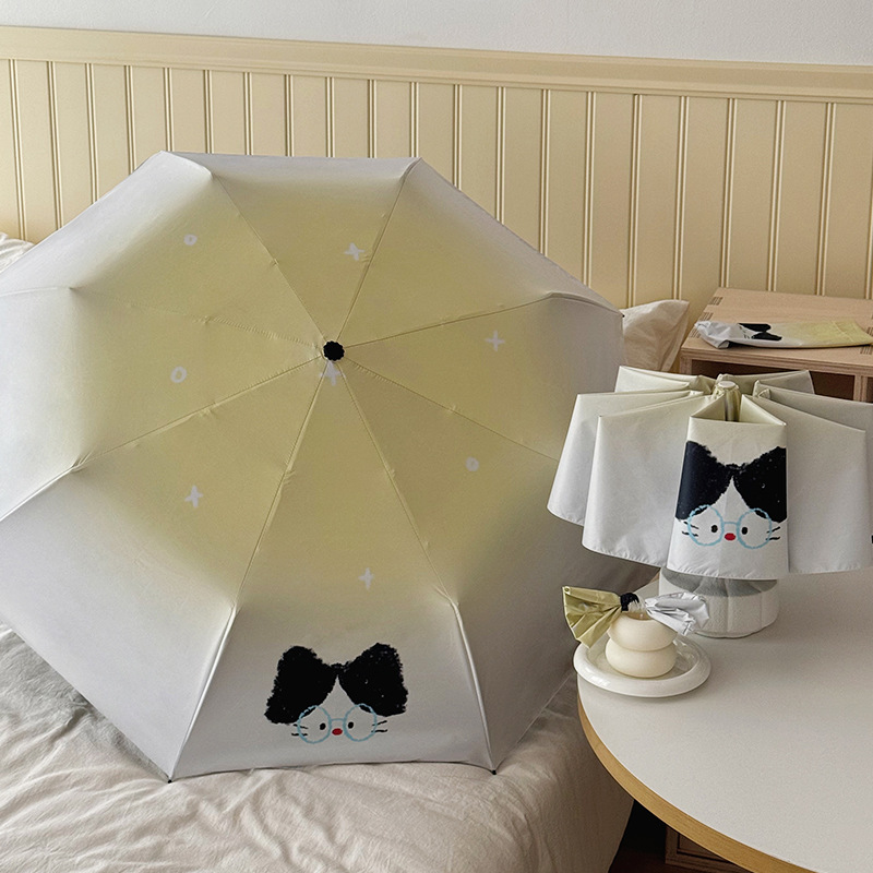 可愛貓咪全自動晴雨兩用傘防曬防紫外線黑膠遮陽傘女便攜太陽傘