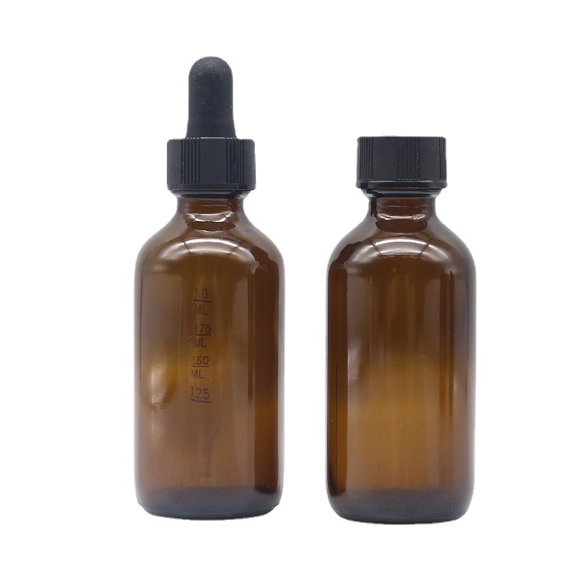 现货供应 60ML波士顿棕色玻璃瓶 60ml棕色波士顿瓶 精油瓶