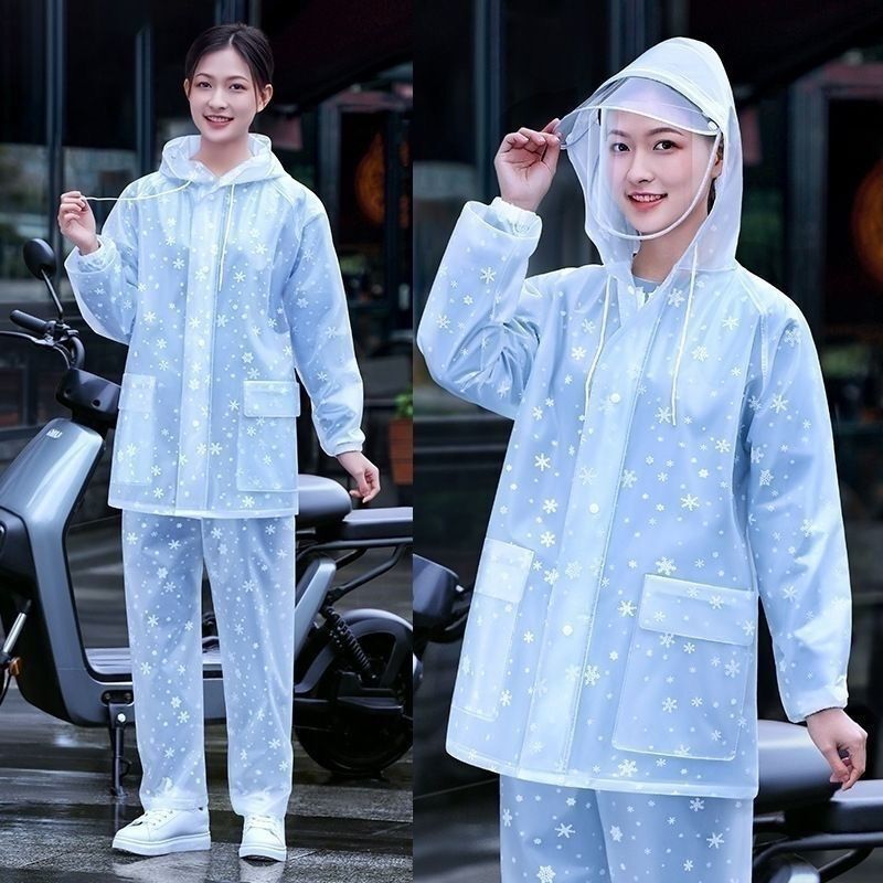 Low-Price Waterproof Raincoat and Rain Pants Set for Adults, Transparent Two-Piece Set