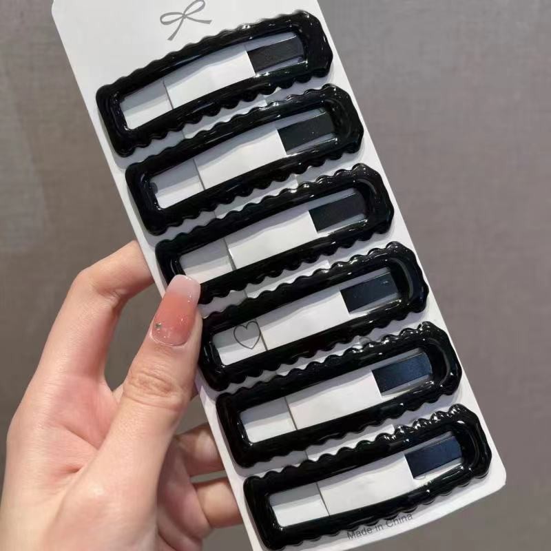 물결무늬 머리핀 [블랙 6개/잼 없음]