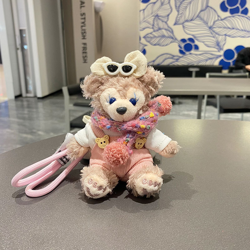 Linda muñeca de peluche Shirelimei muñeca de dibujos animados Duffy oso bolso colgante llavero de coche regalo de pareja