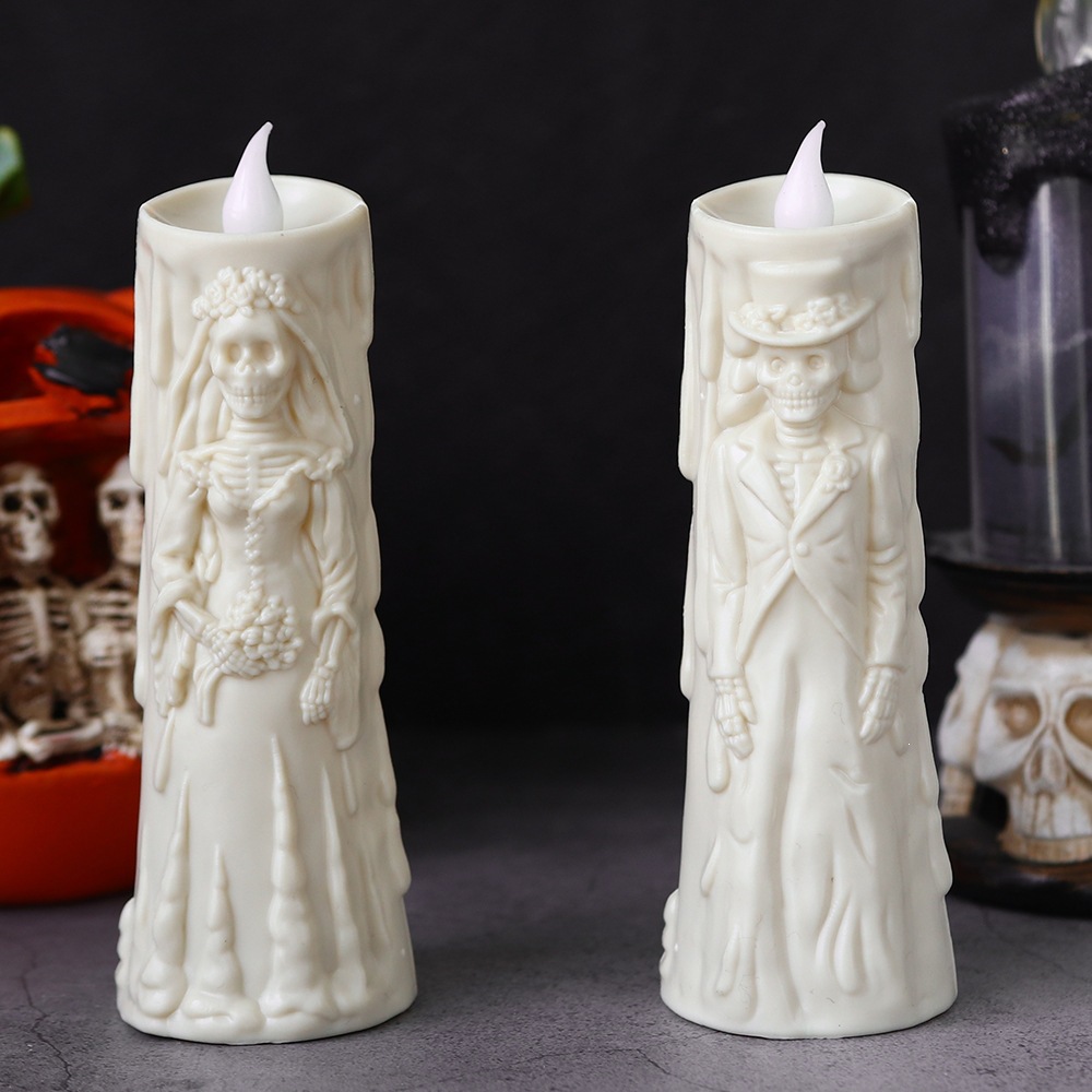 Halloween paquete cos terror novio novia pareja lámpara horrores accesorios esqueleto mesa pendura LED lámpara de vela luminosa