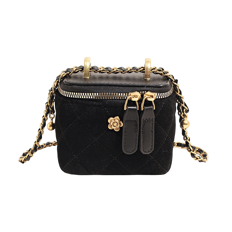 Caja de mano bordada de diamante bolso pequeño cuadrado para mujeres 2025 nuevo cross-border retro empalme cadena mochila de hombro