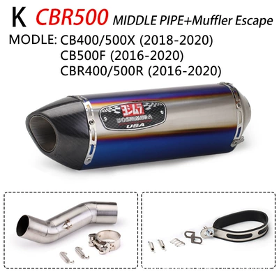 Motorcycle exhaust pipe: Middle Section Carbon Fiber Tail - cbr500-16-20-middle-section-yoshimura-triangle-full-titanium-color