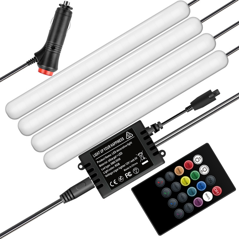 Lámpara de ambiente RF de coche nuevo, luz de ambiente de aire con control de voz en las plantas de los pies, tira de luz decorativa LED, luz de ambiente image 3