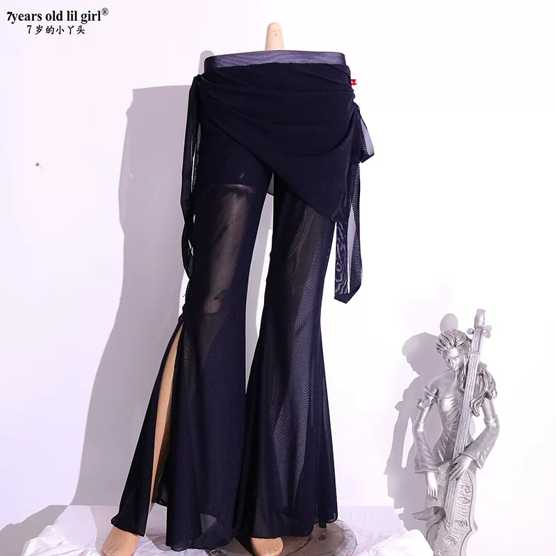 Dance clothing belly dance new style mesh Taiwan water sand small butt curtain sharp corner bell-bottom pants brand design CB175