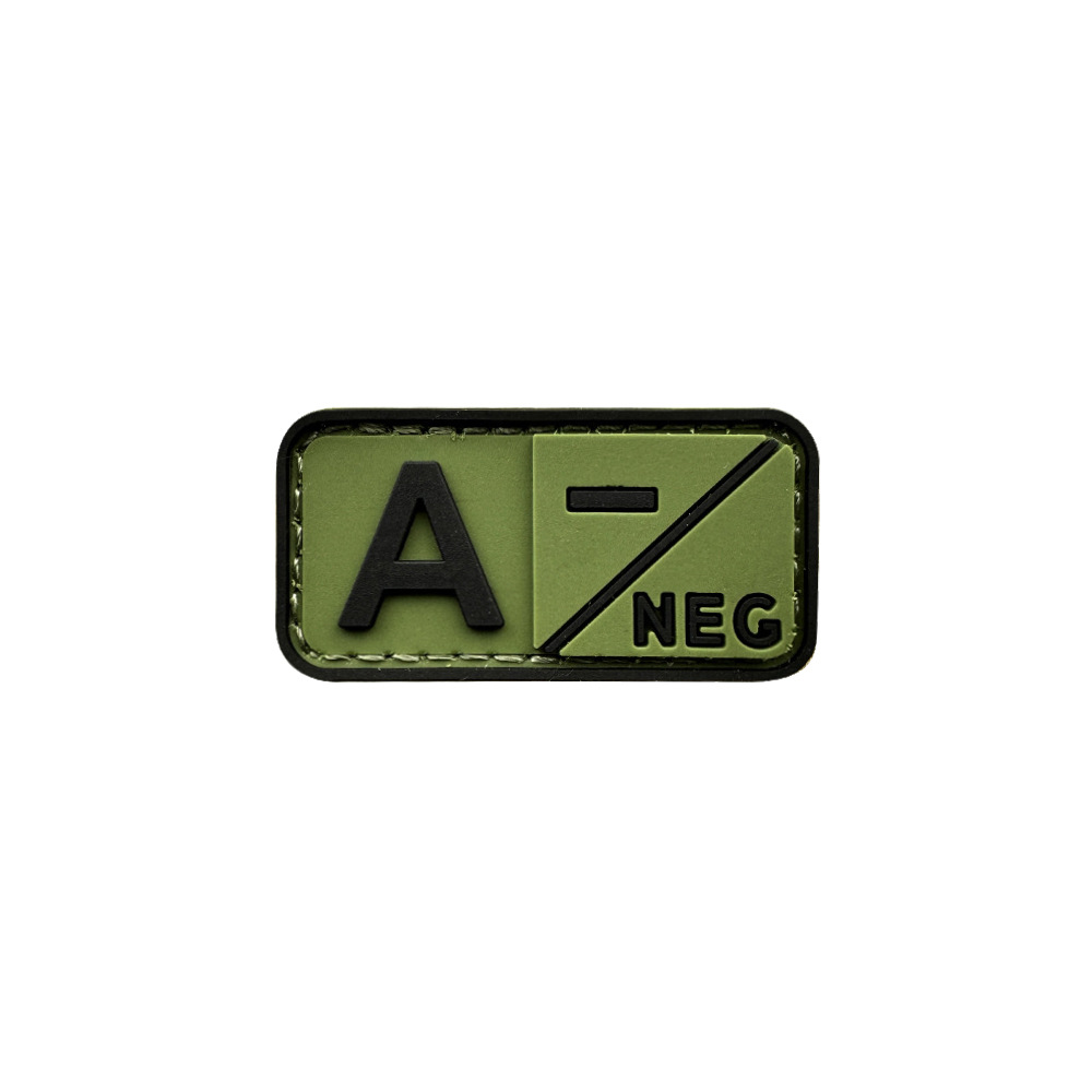 PVC de goma suave tipo de sangre tira de identificación táctica de Velcro 3D Parche de goma A AB O B + POS capítulo de tipo de sangre en stock