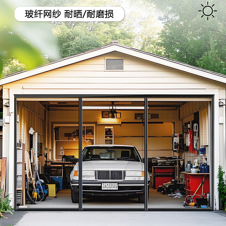 Garage Mosquito Net Door Curtain, Punch-Free Magnetic Mesh, Fiberglass Flame-Retardant Screen Door, Widened and Densified Villa Roller Blind Screen Window