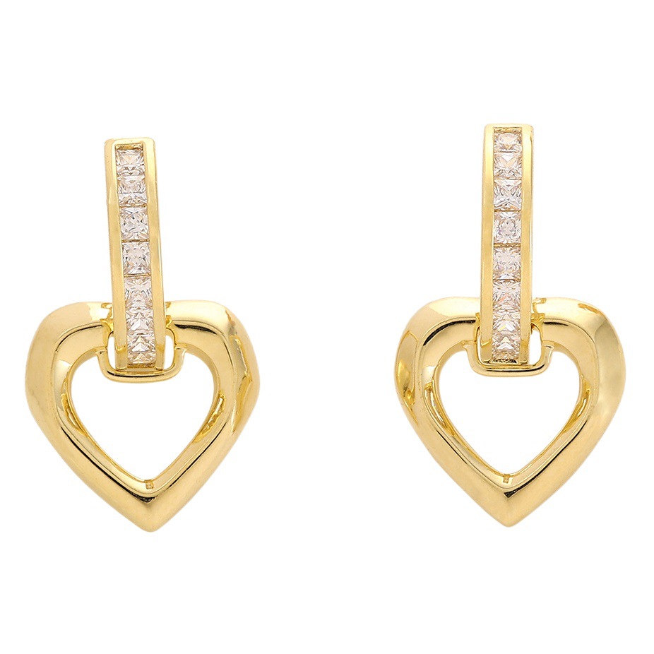 Aini Beini circón encantadora oreja hebilla femenina metal melocotón corazón pendientes de alto grado nicho diseño pendientes al por mayor